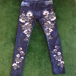 Jeggins butterfly print pants